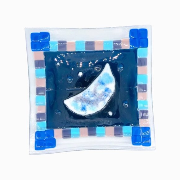 Home Goods Other - Blue Square Moon Glass plate, y2k aesthetic,